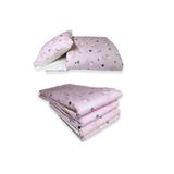 Bebek Özel 100x200 Montessori Kenar Koruma Uyku Seti, 7 Parça, Pembe Ay Yıldızlı