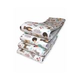 Bebek Özel 70x110 Park Beşik Kenar Koruma, 4 Parça, Doğa Hayvan Desen, Gri