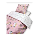Bebek Özel 70x140 Mobilya Beşik Uyku Seti,%100 Pamuklu, Pembe Unicorn, 10 Parça, Yorganlı