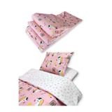 Bebek Özel 90x190 Montessori Kenar Koruma Uyku Seti, Pembe, Unicorn Desenli, 7 Parça