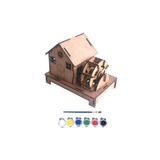 Bebek Özel Ahşap Boyanabilir Maket Oyuncak ve Boyama Seti, Ahşap Puzzle Oyuncak - Değirmen
