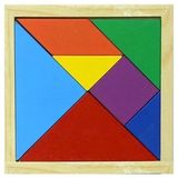 Bebek Özel Ahşap Tangram 7 Parça Eğitici Renkli Akıl Zeka Mantık ve Strateji Oyunu 14 x 14 cm