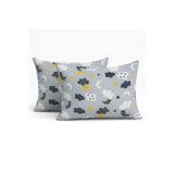 Bebek Özel Bebek Çocuk Yastık Kılıfı 35x45 (2 ADET) Gri Sarı Bulut Ay