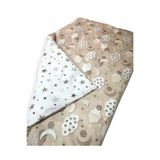 Bebek Özel Bebek Çocuk Yorganı 100x150 cm, Kahverengi Ay Bulut Yıldızlı,%100 Pamuklu