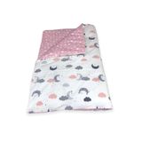 Bebek Özel Bebek Çocuk Yorganı Standart 100 120 cm Pembe Gri Ay Bulut