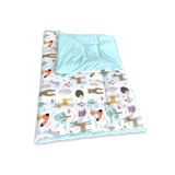 Bebek Özel Bebek Çocuk Yorganı Standart 70x100 Cm Doğa Hayvanlar Mint Yeşili