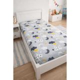 Bebek Özel Bebek Ve Çocuk Lastikli Çarşaf 70x140, Gri Ay Yıldız