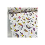 Bebek Özel Bebek Ve Çocuk Lastikli Çarşaf Beyaz Unicorn Desenli 70x140