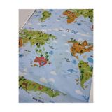 Bebek Özel Bir Metre%100 Pamuklu Poplin Kumaş Dünya Haritası Desenli 240 Cm Eninde (100X240 CM)