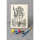Bebek Özel Çocuk Ahşap Boyanabilir Masaüstü Maket Pano Ayaklı, Asker Figürü, 10x15 cm, Boya ve Fırça Seti