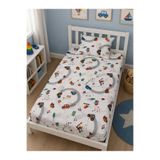 Bebek Özel Çocuk Lastikli Çarşaf Ve Yastık Kılıfı 90x190 Montessori Trafik Araba Desen (100% Pamuklu)