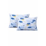 Bebek Özel Çocuk Yetişkin Yastık Kılıfı 50x70 Cm (2 Adet) Mavi Ay Bulut