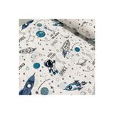 Bebek Özel Pamuk Bebek Ve Çocuk Lastikli Çarşaf 90x180 Uzay Desenli