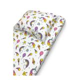 Bebek Özel Pamuk Bebek Ve Çocuk Lastikli Çarşaf Ve Yastık Kılıfı 90x140 Beyaz Unicorn Desenli