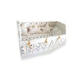 Bebek Özel Pamuklu 70x140 Mobilya Beşik Uyku Seti Sarı Gri Yıldızlı (9 Parça)