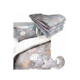 Bebek Özel Pamuklu 80x160 Mobilya Beşik Uyku Seti Gri Ay Bulut (10 PARÇA)
