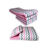 Bebek Özel Pamuklu 90x190 Montessori Kenar Koruma Uyku Seti, 7 Parça, Pembe Gri Zikzaklı