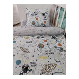 Bebek Özel Pamuklu Bebek Çocuk 60x120 Beşik Yastık Çarşaf Yorgan Uzay Astronot Gri Yıldızlı