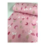 Bebek Özel Pamuklu Bebek Çocuk Lastikli Çarşaf 120x200 Yeni Pembe Ay Bulut