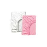 Bebek Özel Pamuklu Bebek Çocuk Lastikli Çarşaf 90x140 (2 Adet) Beyaz Ve Pembe