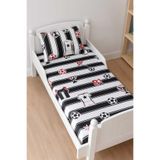 Bebek Özel Pamuklu Bebek Çocuk Lastikli Çarşaf ve Yastık Kılıfı 90x140, Siyah Beyaz