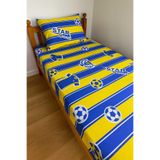 Bebek Özel Pamuklu Bebek Çocuk Lastikli Çarşaf ve Yastık Kılıfı 90x180 cm, Sarı Lacivert