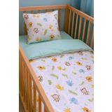 Bebek Özel Pamuklu Bebek Çocuk Yastık Çarşaf Yorgan Seti 70x110 Beşik Için , Sevimli Hayvanlar Mint Yeşili