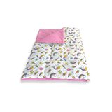 Bebek Özel Pamuklu Bebek Çocuk Yorganı 70x100 cm, Beyaz Unicorn Pembe