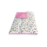 Bebek Özel Pamuklu Bebek Çocuk Yorganı (kapitone) 60x90 cm Beyaz Unicorn Pembe