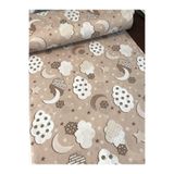 Bebek Özel Pamuklu Bebek ve Çocuk Lastikli Çarşaf 70x140 cm, Kahverengi Bulutlu