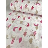 Bebek Özel Pamuklu Bebek ve Çocuk Lastikli Çarşaf Pembe Tatlı Bulutlar 70X110 - 70 x 110 cm