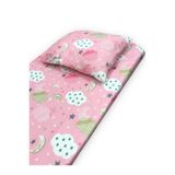 Bebek Özel Pamuklu Bebek Ve Çocuk Lastikli Çarşaf Ve Yastık Kılıfı 90x180 Pembe Bulutlu