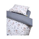 Bebek Özel Pamuklu Bebek/Çocuk 60x120 Beşik Yastık Çarşaf Yorgan Kuzular Gri Puantiyeli