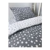 Bebek Özel Pamuklu Bebek/çocuk 70x120 Park Beşik Yastık Çarşaf Yorgan Gri Beyaz Yıldızlı (Yorganlı)