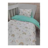 Bebek Özel Pamuklu Bebek/çocuk 70x120 Park Beşik Yastık Çarşaf Yorgan Kahverengi Gökkuşağı Mint