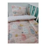 Bebek Özel Pamuklu Bebek/çocuk 70x120 Park Beşik Yastık Çarşaf Yorgan Somon Ay Bulut Yıldızlı