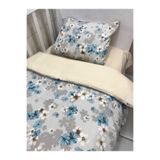Bebek Özel Pamuklu Bebek/çocuk 80x130 Yastık Çarşaf Yorgan Mavi Gri Çiçekler