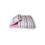 Bebek Özel Pamuklu Bebek/çocuk Yastık Çarşaf Yorgan Seti Pembe Gri Zikzaklı 70x130
