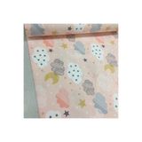 Bebek Özel Tek Kişilik Çocuk Lastikli Çarşaf 90x190 Somon Ay Yıldız Desenli