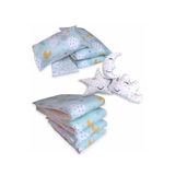 Bebek Özel%100 Pamuklu 50x90 Anne Yanı Beşik Uyku Seti Kenar Korumalı Yeşil Ay Yıldızlı (10 PARÇA)