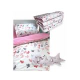 Bebek Özel%100 Pamuklu 50x90 Anne Yanı Beşik Uyku Seti Pembe Kelebekli (10 Parça)