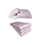 Bebek Özel%100 Pamuklu 50x90 Mobilya Beşik Kenar Koruma Uyku Seti, 7 Parça, Pembe Ay Yıldızlı