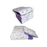 Bebek Özel%100 Pamuklu 60x120 Mobilya Beşik Kenar Koruma Uyku Seti, Karaca Mor Desenli, 7 Parça