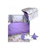 Bebek Özel%100 Pamuklu 70x130 Mobilya Beşik Uyku Seti, Karaca Mor, 10 Parça, Yorganlı