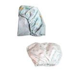 Bebek Özel%100 Pamuklu Bebek Çocuk Lastikli Çarşaf, 60x120 cm, 2 Adet, Yeşil Ay ve Yıldızlı