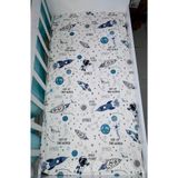 Bebek Özel%100 Pamuklu Bebek ve Çocuk Lastikli Çarşaf 40x80 cm, Uzay Desenli