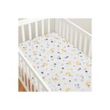Bebek Özel%100 Pamuklu Bebek Ve Çocuk Lastikli Çarşaf 65x95 Sarı Ay Yıldızlı