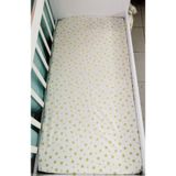 Bebek Özel%100 Pamuklu Bebek ve Çocuk Lastikli Çarşaf 90x180 cm, Sarı Yıldızlı
