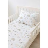 Bebek Özel%100 Pamuklu Bebek ve Çocuk Lastikli Çarşaf ve Yastık Kılıfı 90x180 cm, Kahverengi Gökkuşağı