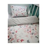 Bebek Özel%100 Pamuklu Çocuk Beşik Yatak Seti, 80x160 cm, Pembe Kelebekli Gri Desen